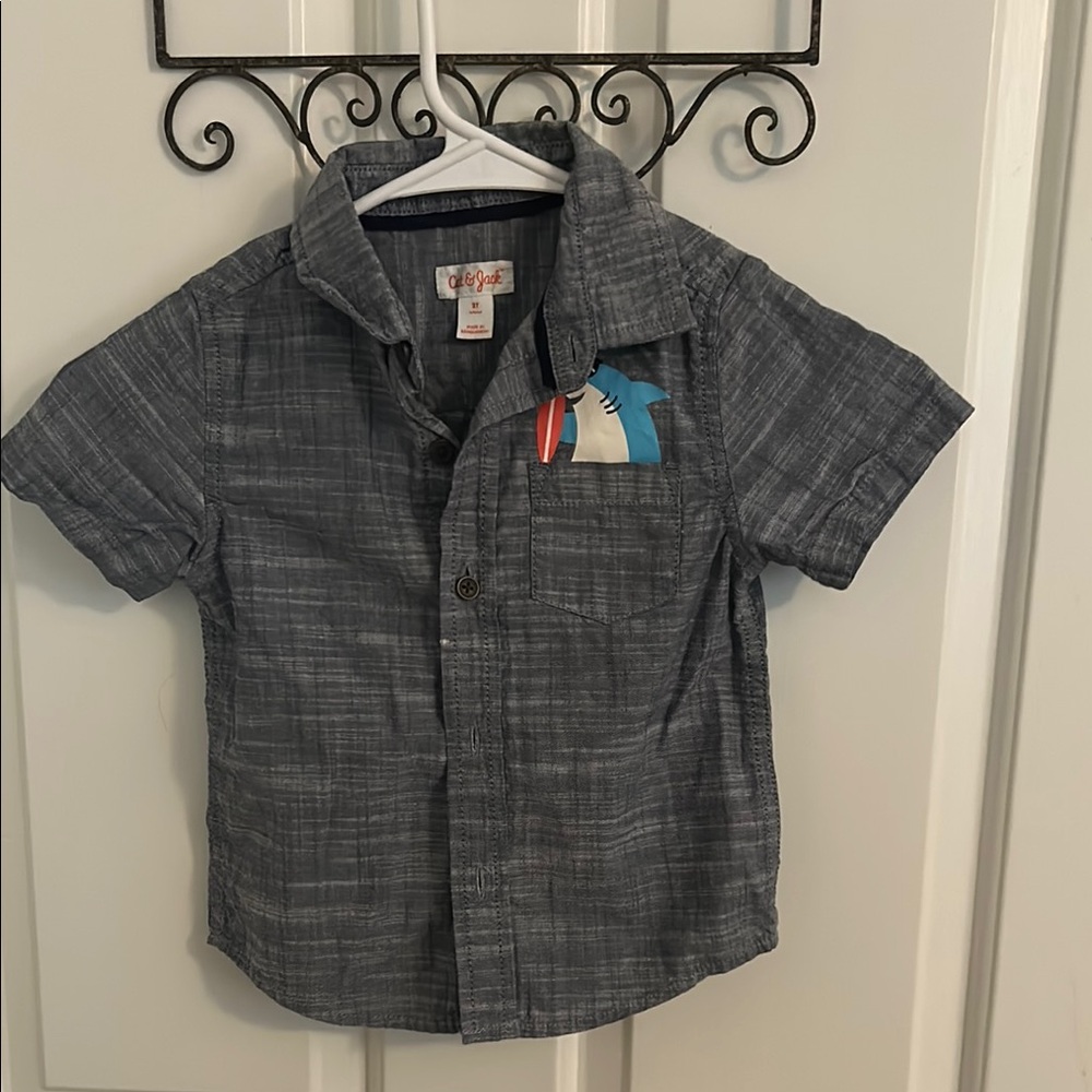 Cat & Jack Gray Button Down Shirt Lightweight Casual